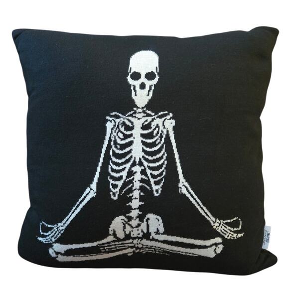 Mortar & Bone Yoga Skeleton Halloween Decor Pillow 16" x 16" New - Picture 2 of 3